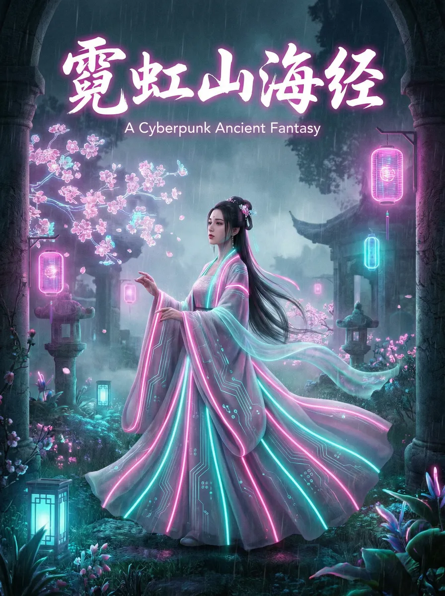 河南宁陵初中女生 古风奇缘短剧 - 霓虹山海经海报