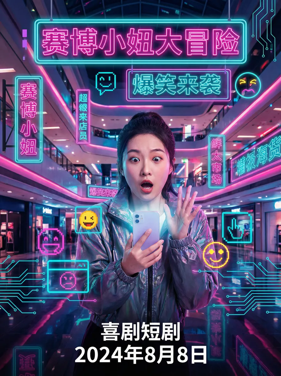 河南宁陵初中女生 搞笑喜剧短剧 - 赛博小妞大冒险海报